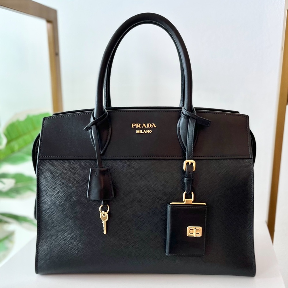 Prada Nero Saffiano & City Calf Medium Esplanade Tote